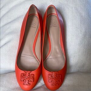 Tory Burch Orange Flats with Signature Logo